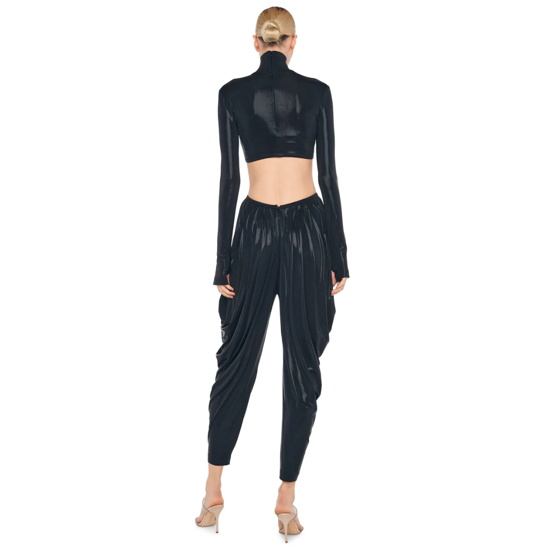 Top cropped cu maneca lunga Norma Kamali