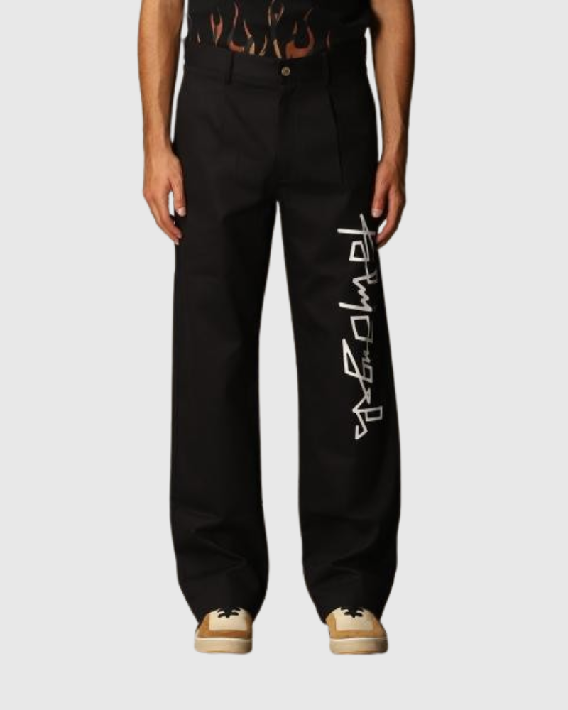 Pantaloni Palm Angels Desert Logo Print Chinos Black